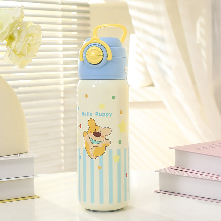 Women's insulated drinking bottle with child-friendly design and practical carrying handle Bowlift