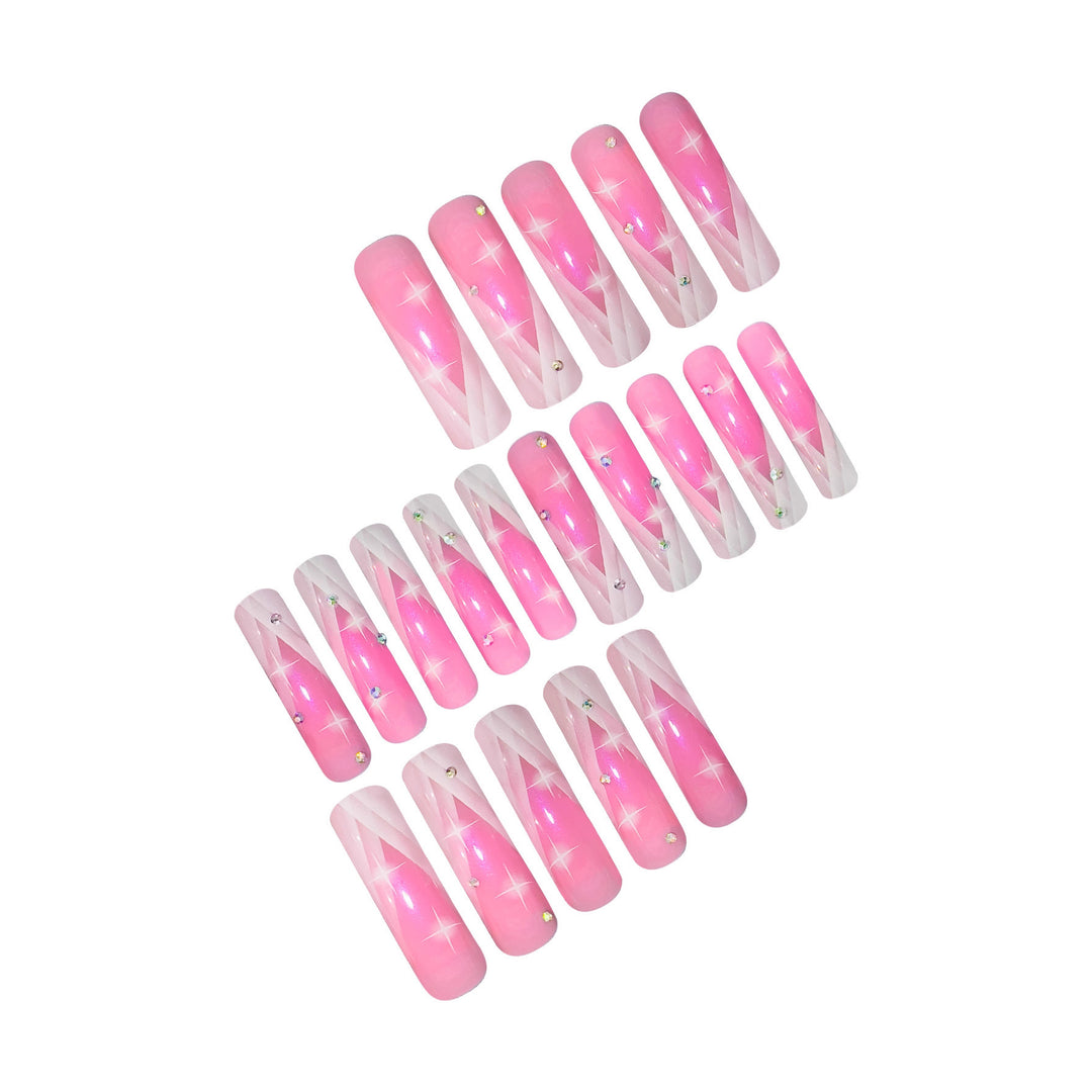 Decorative Stiletto Press-On Nails with Rhinestone Accents Bowlift