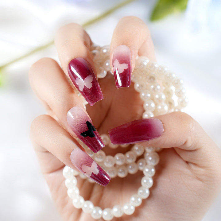 Heart-Patterned Press-On Nail Art Set Bowlift