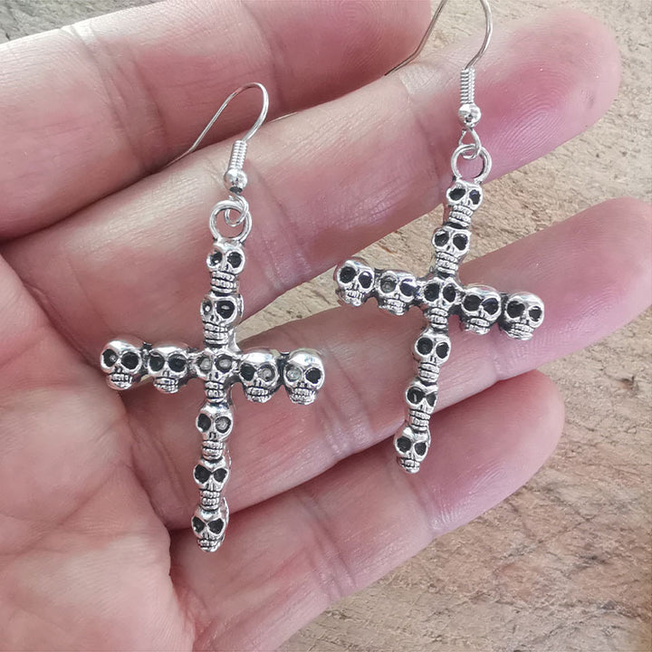 Gothic Skull Cross Earrings Bowlift