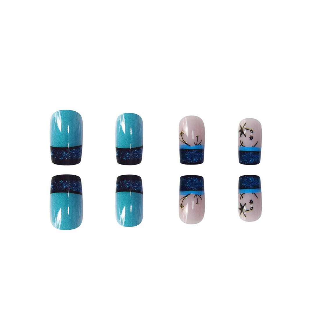 Decorative Glittery Star-Accented Press-On Nail Set Bowlift