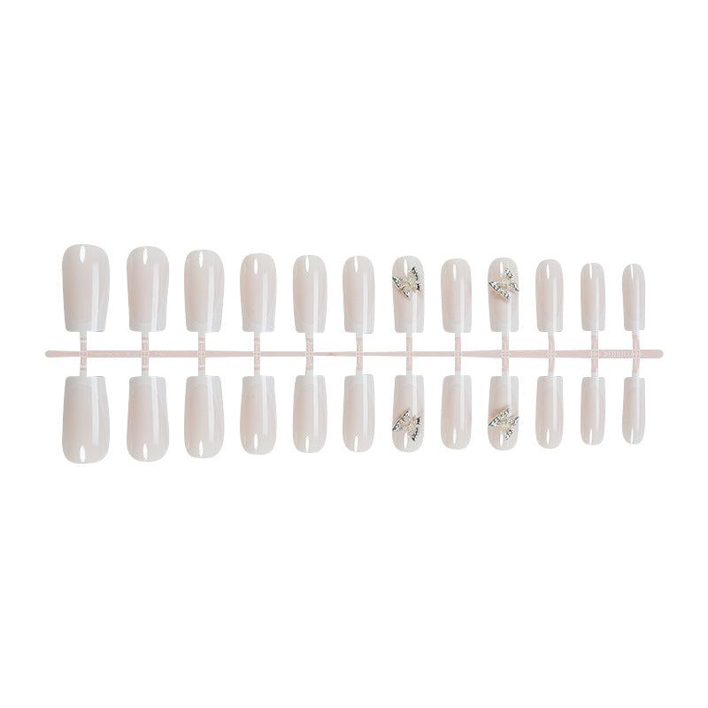 Premium Decorative Press-On Nail Set with Elegant Butterfly Accents Bowlift