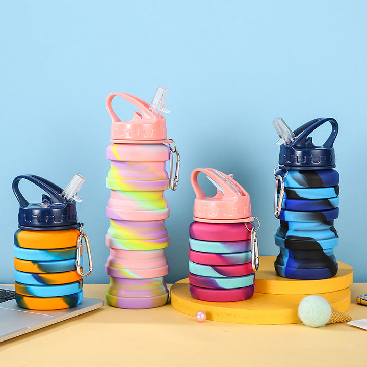 Unisex Collapsible Sports Water Bottle with Carabiner Bowlift