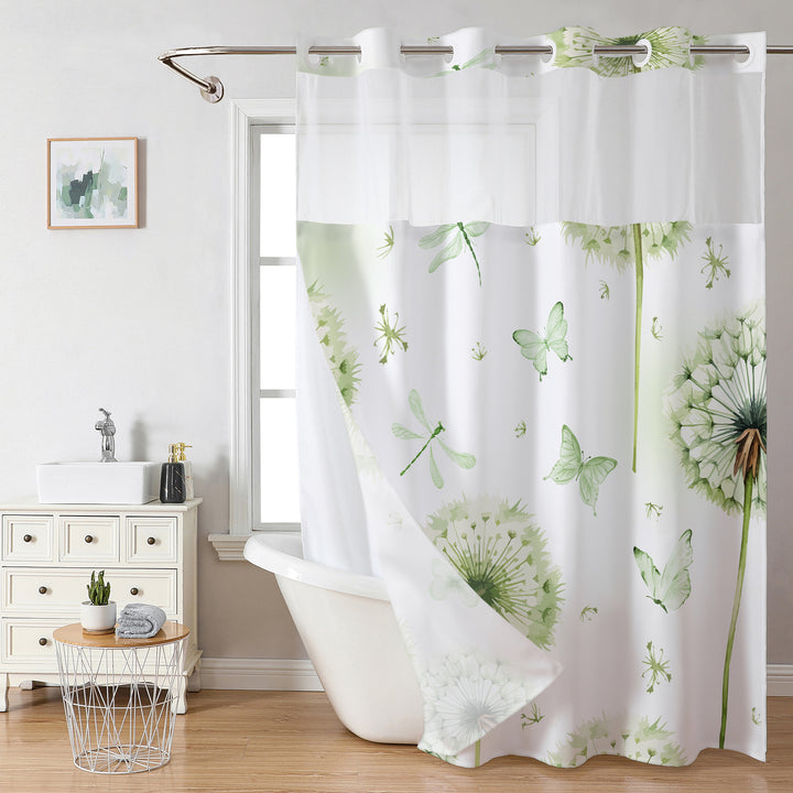 Botanical Floral Art Shower Curtain Bowlift