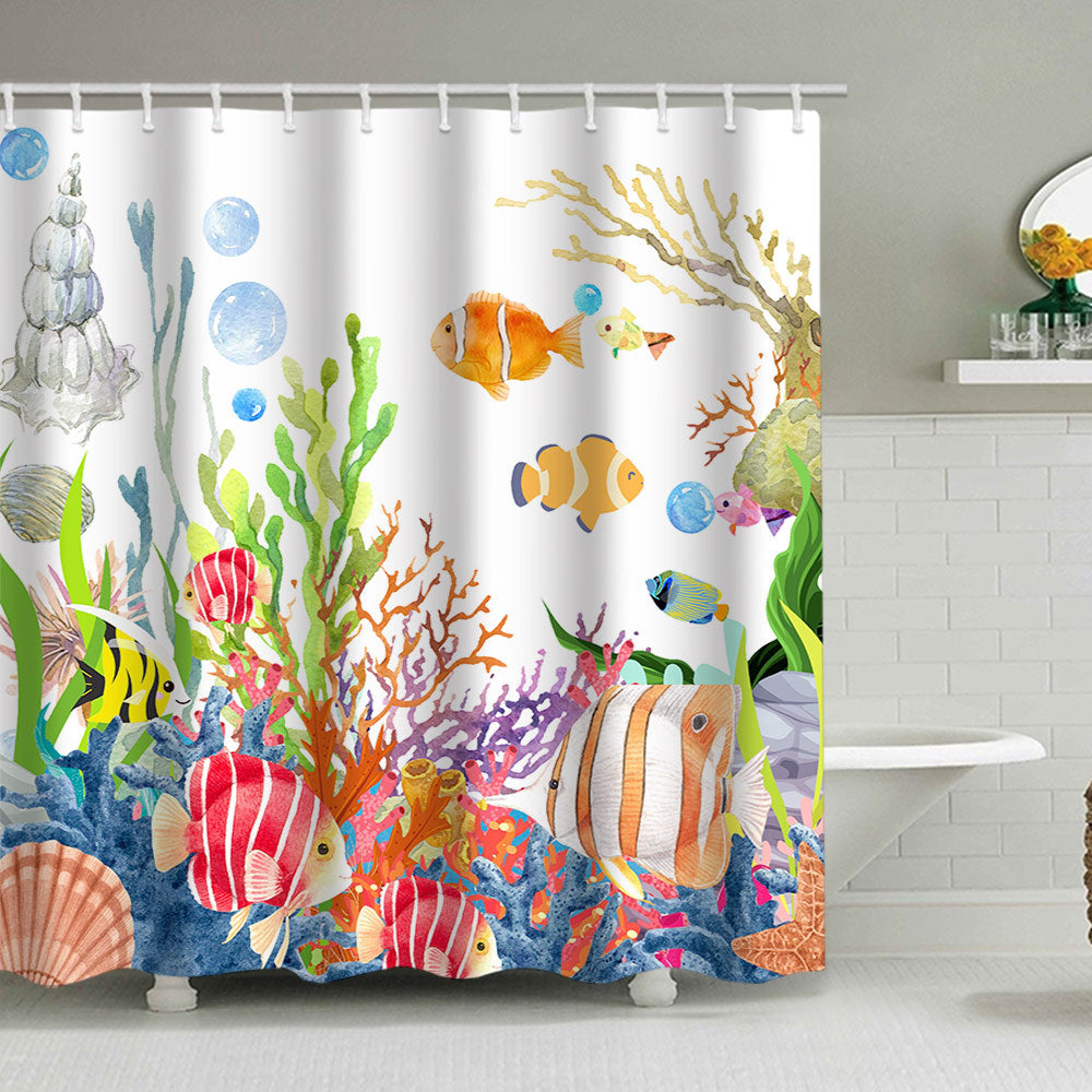 Coastal Pattern Shower Curtain Bowlift