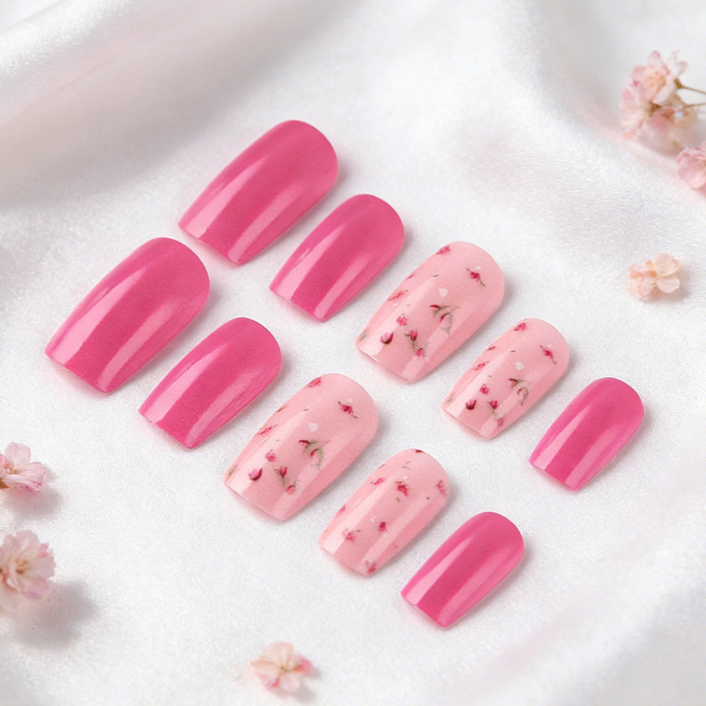 Elegant Floral Accent Press-On Nails Bowlift