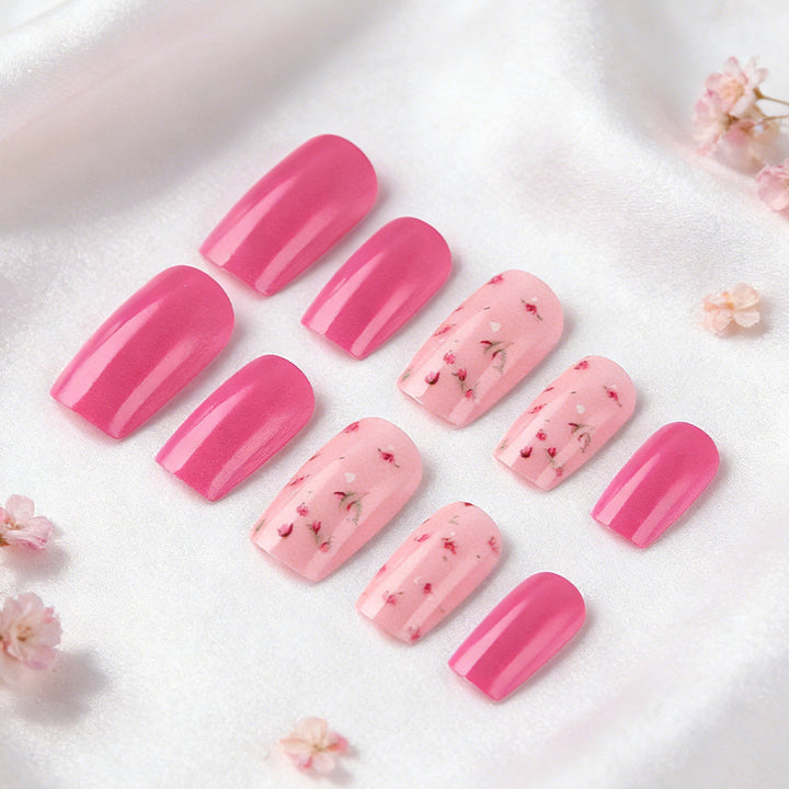 Elegant Floral Accent Press-On Nails Bowlift