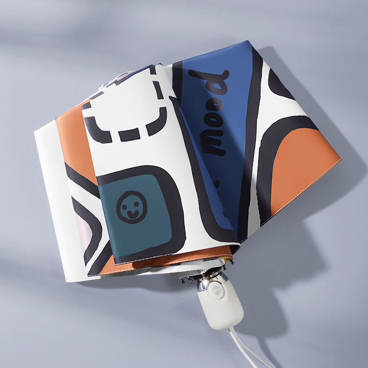 Women's Foldable Umbrella with Unique Graphic Design Bowlift