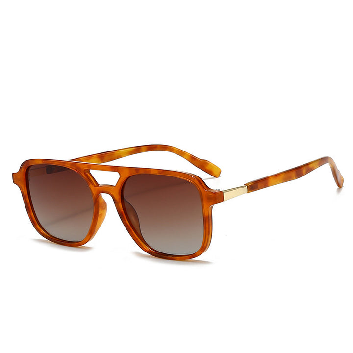 Square Aviator Sunglasses with Cutout Double Bridge and Polarized Gradient Lenses Bowlift
