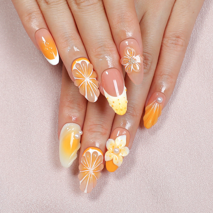 Creative nail art set with floral and glitter embellishments Bowlift