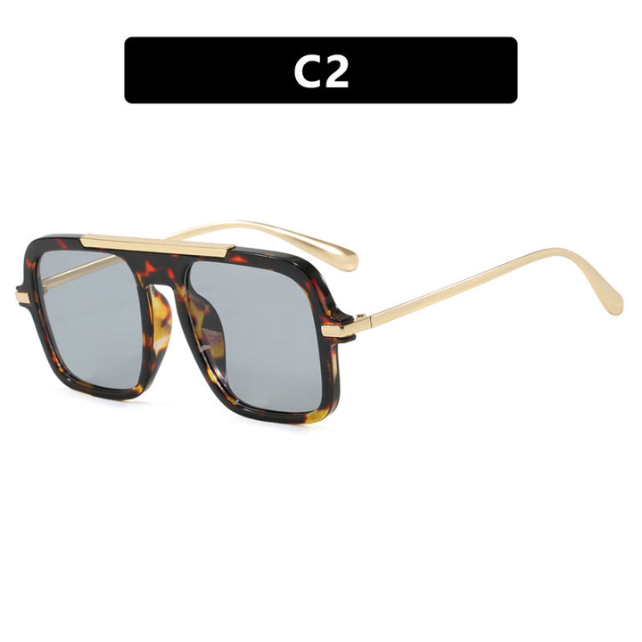 Women's square designer sunglasses with gold accents and protective UV filter Bowlift
