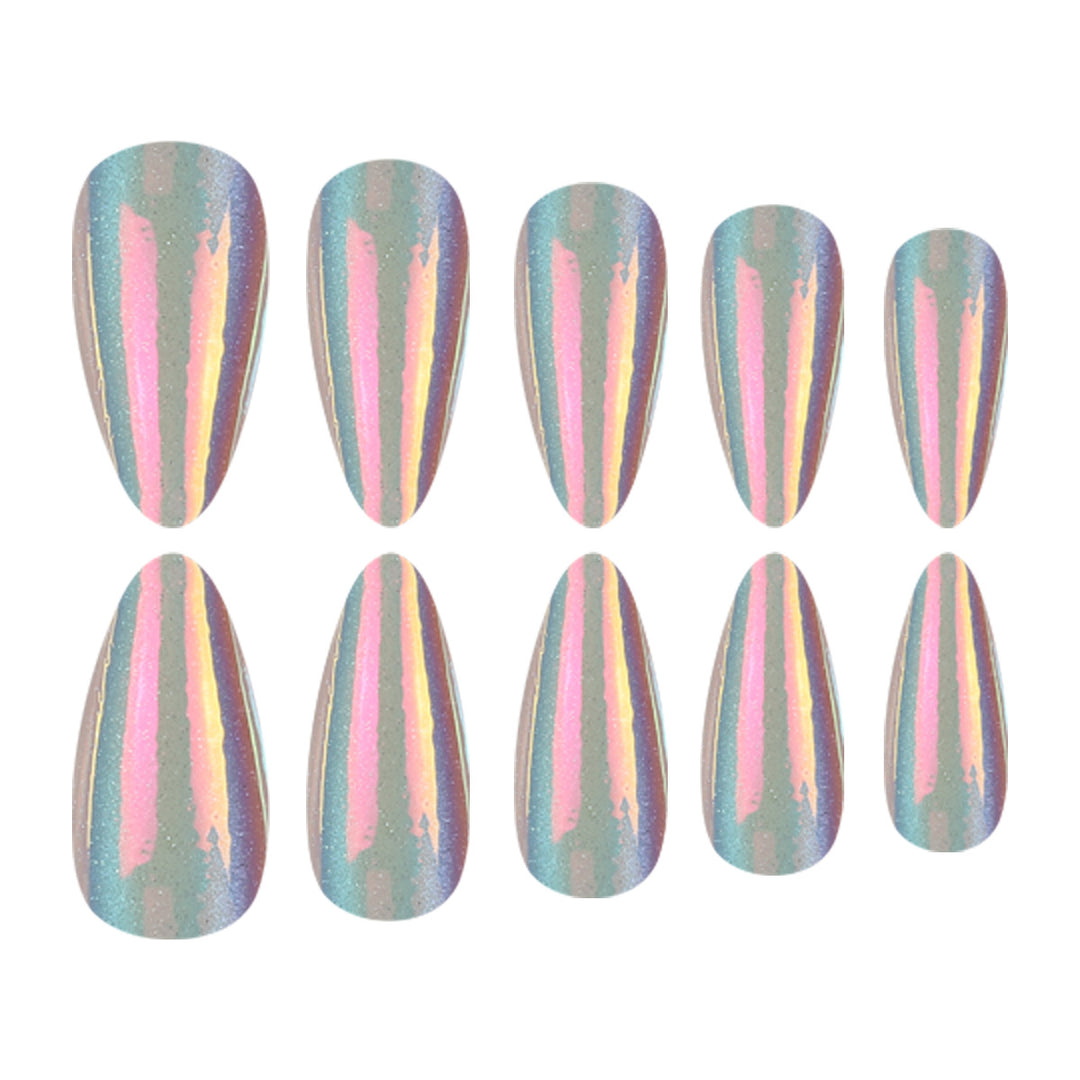 Glamorous Stiletto Press-On Nails with Iridescent Finish Bowlift