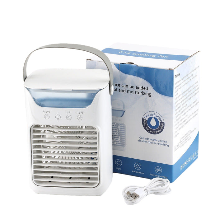 Cooling portable evaporative air cooler with refillable water reservoir adjustable louvers quiet fan and carry handle Bowlift