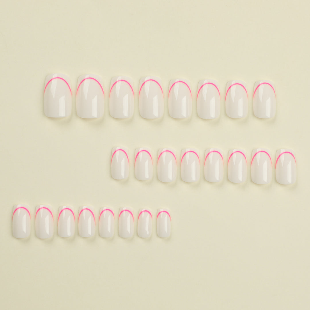 Stylish artificial nails with elegant French tip and modern accents Bowlift