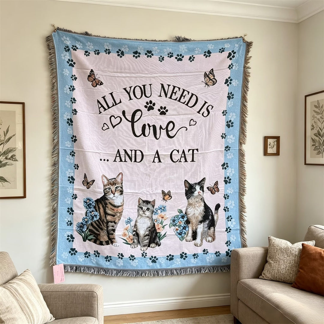 Cat-Themed Cozy Throw Blanket