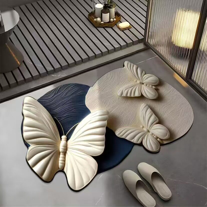 Floral Design Bath Mat Bowlift