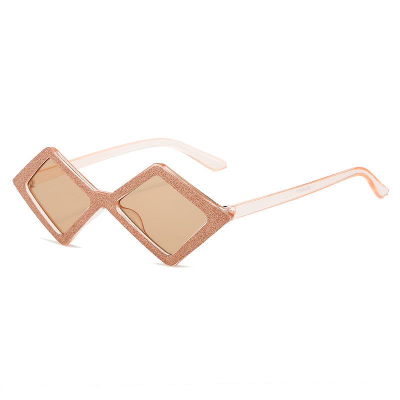 Ladies futuristic, geometric sunglasses with glittering frame Bowlift