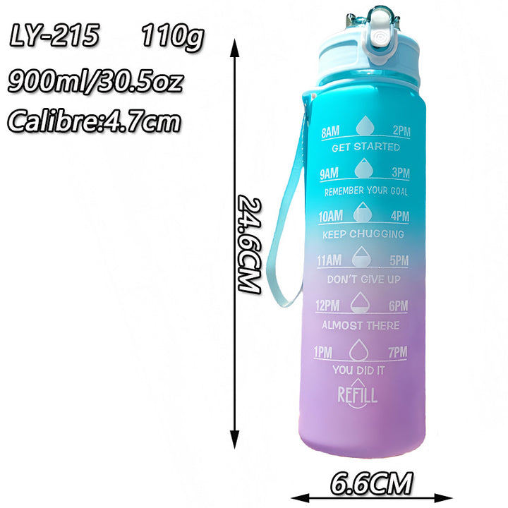 Women Motivating Water Bottle with Integrated Time Markers Bowlift