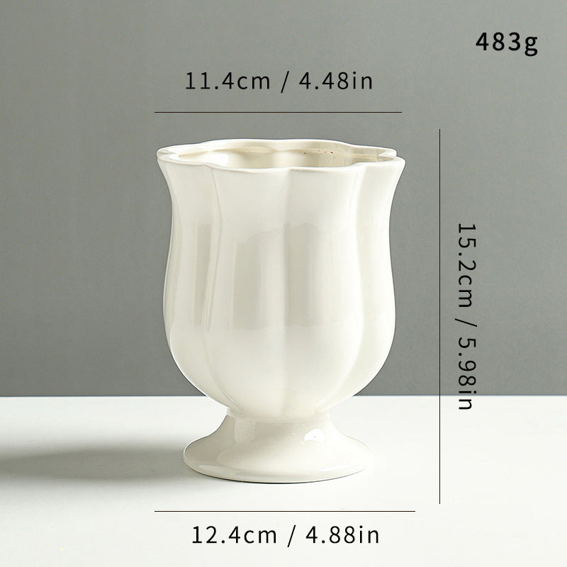Elegant Sculpted Ceramic Flower Pot