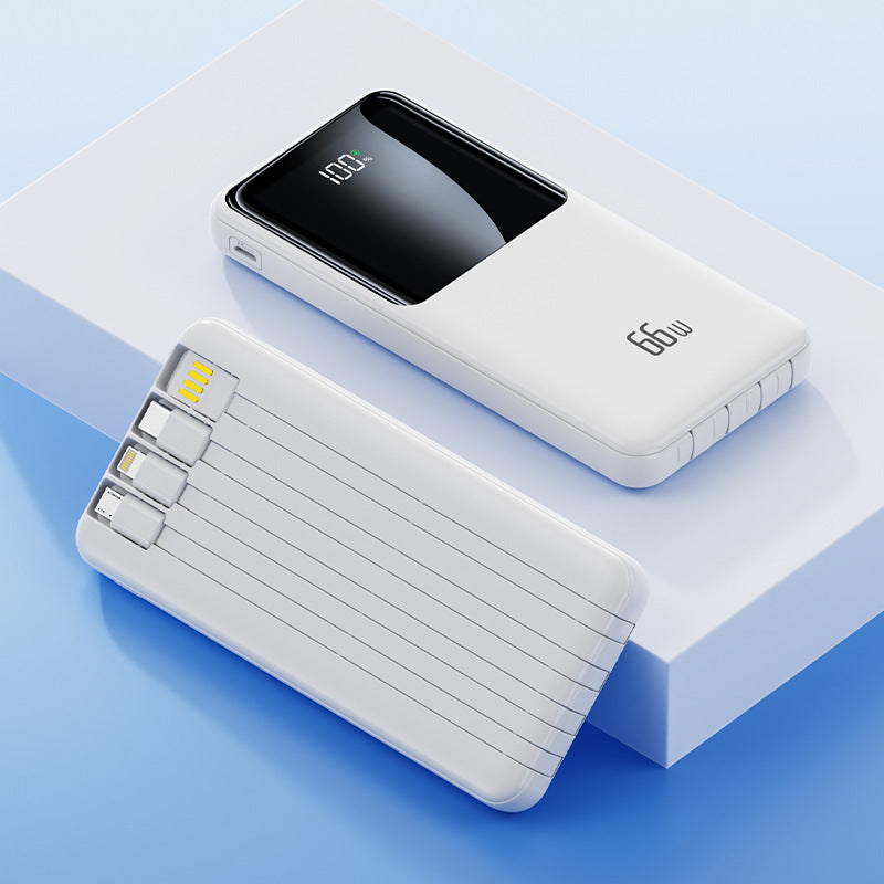 Portable power bank with integrated charging cables and LED battery status indicator Bowlift