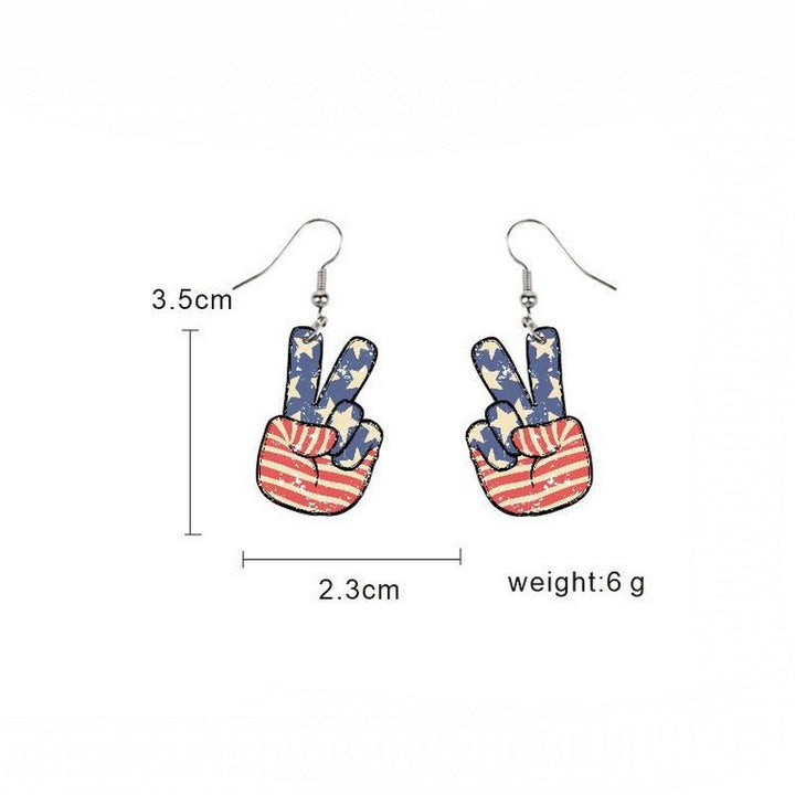 Ladies' lightweight wooden earrings in airplane jet design with patriotic motif and hypoallergenic fish hook Bowlift