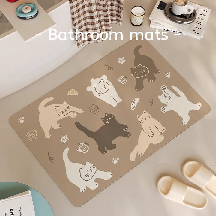 Playful Cat-Themed Bath Mat