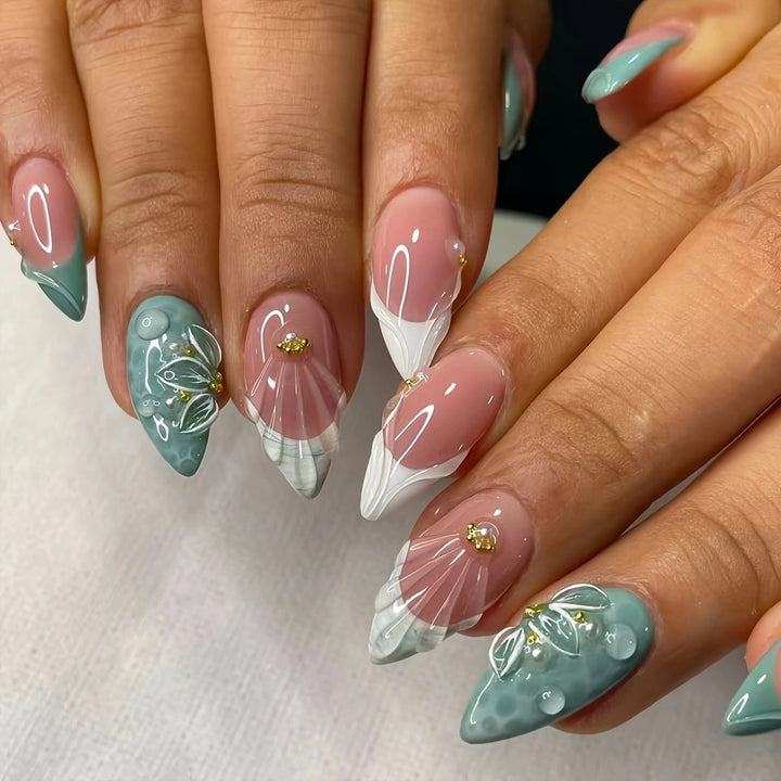 Floral-Embellished Stiletto Press-On Nails Bowlift 1787368964