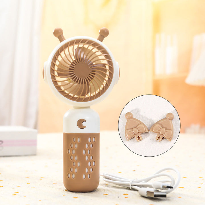Ladies Portable Mini Handheld Fan with Cat Ears Bowlift