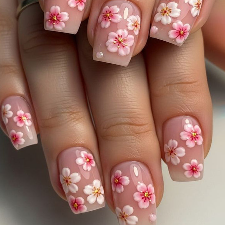 Floral Acrylic Nail Art Set Bowlift