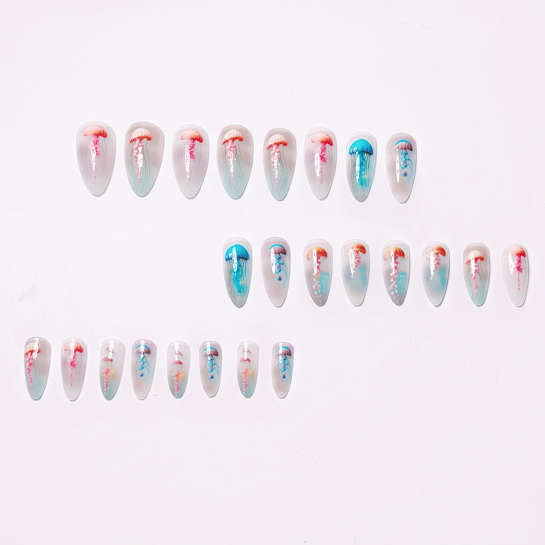 Artistic Jellyfish Design Nail Art Bowlift