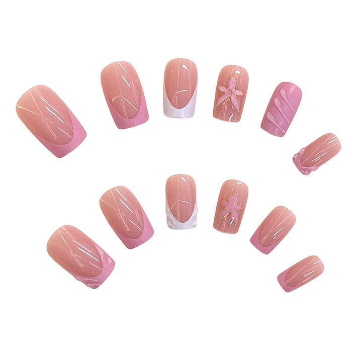 Elegant Floral Design Press-On Nail Set Bowlift