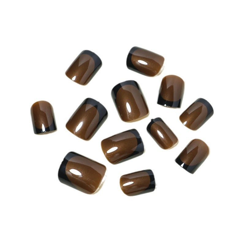 Glossy French Tip Press-On Nails Bowlift
