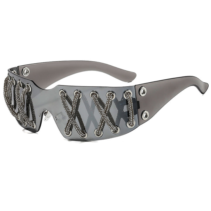 Women futuristic design sunglasses with unique decor Bowlift