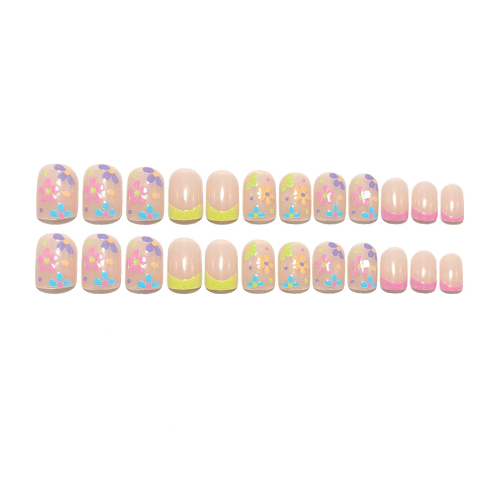 Artificial nails with colorful floral pattern Bowlift