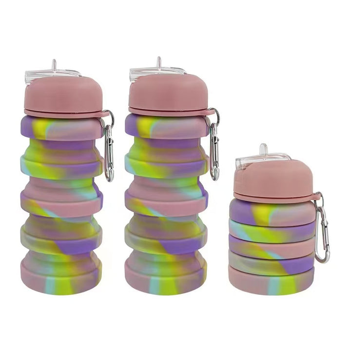 Women's foldable silicone drinking bottle with carabiner Bowlift