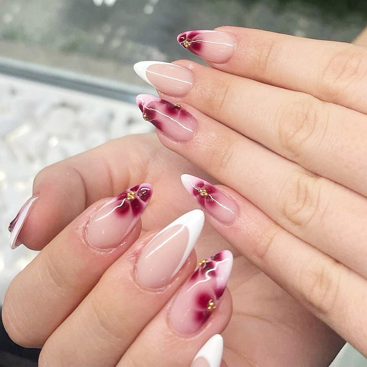Elegant Floral Press-On Nail Tips Bowlift
