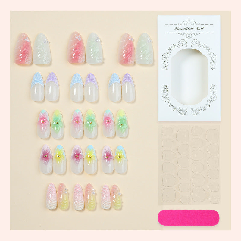 Decorative Floral Nail Art Press-On Set Bowlift