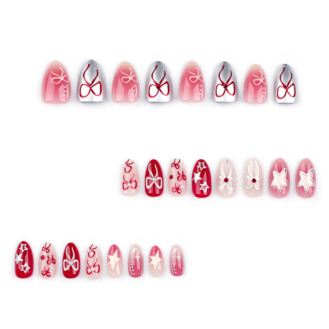Artistic Nail Extensions with Festive Design Bowlift