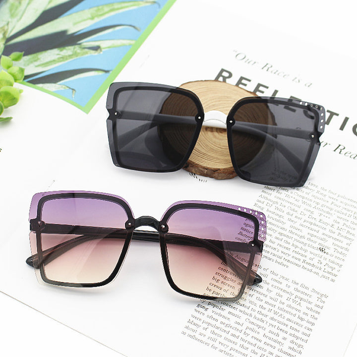 Ladies Square Sunglasses with Sparkling Frame Accents Bowlift