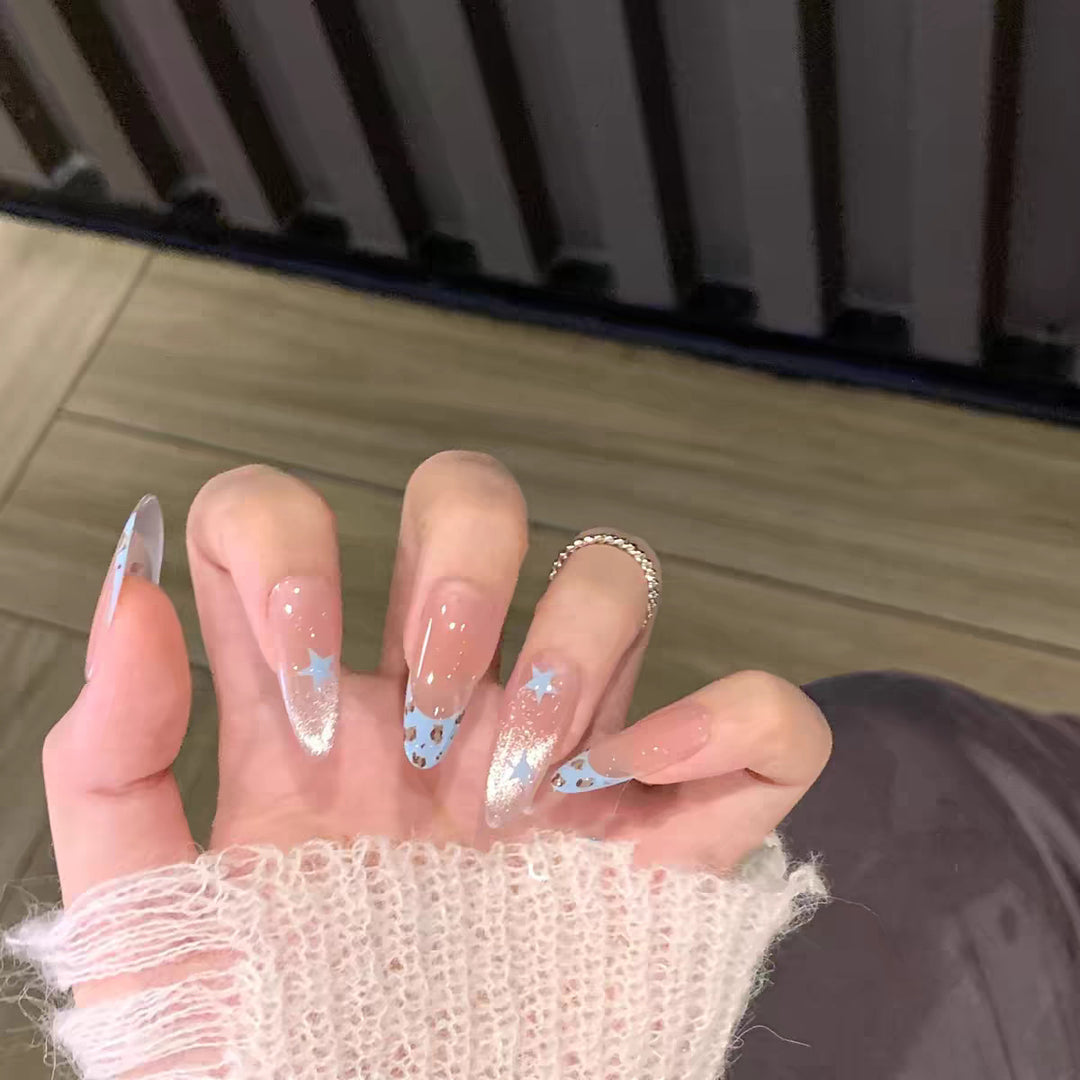 Creative Glittery Star-Themed Press-On Nails Bowlift
