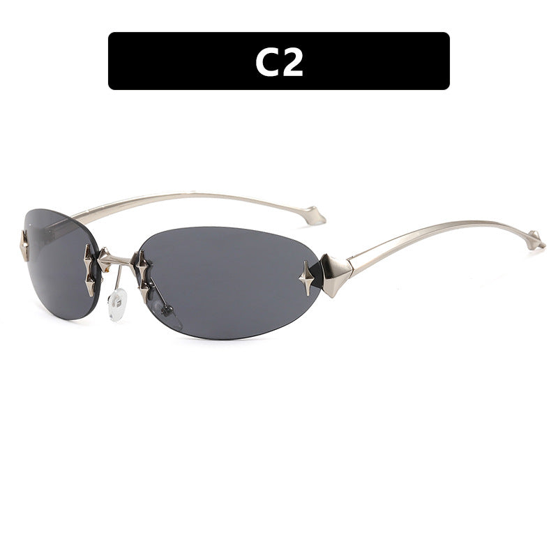 Ladies fashionable sunglasses in futuristic design with mirrored frame Bowlift