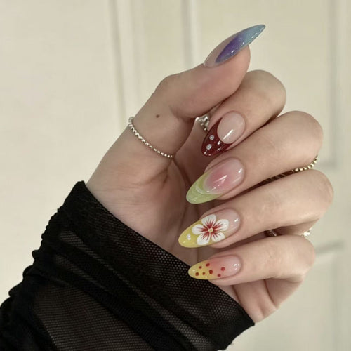 Artistic Floral Gradient Press-On Nail Set Bowlift