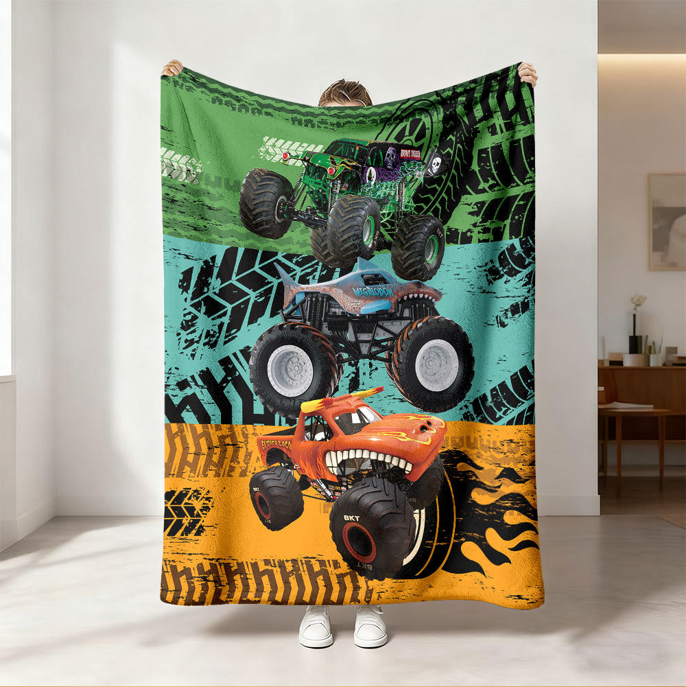 Monster Truck-Themed Fleece Blanket