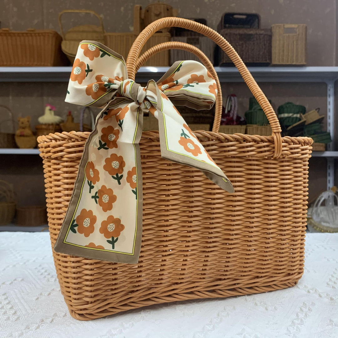 Elegant Woven Picnic Basket Bowlift