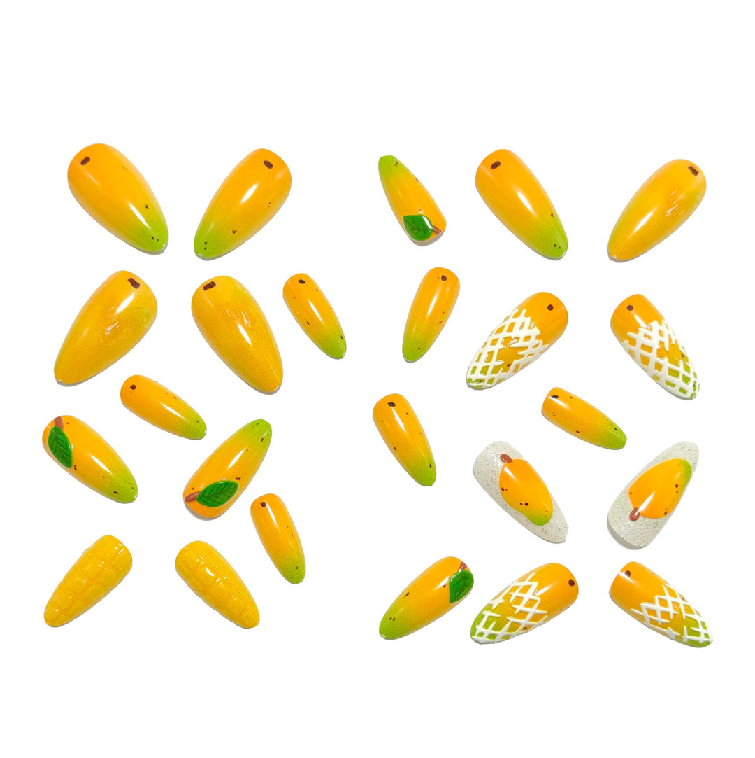 Creative artificial nails with colorful mango design Bowlift