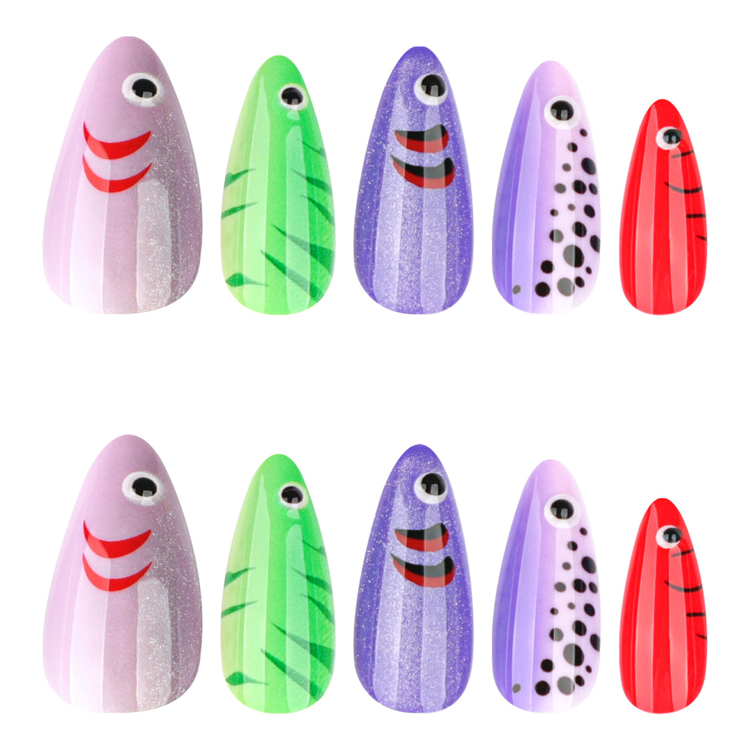 Artful Nail Extensions with Playful Fish Design Bowlift