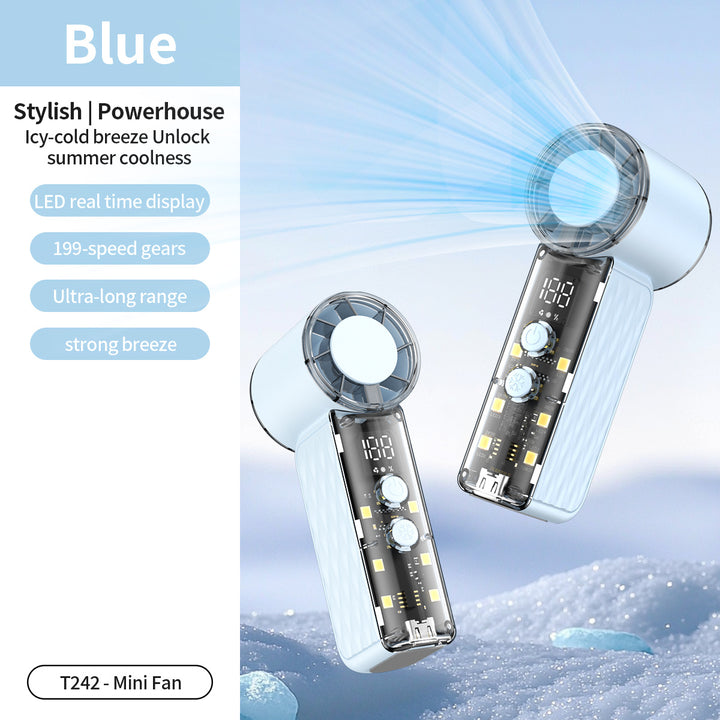 Women's nan compact rechargeable handheld cooling fan with LED real time display and multi-speed Bowlift