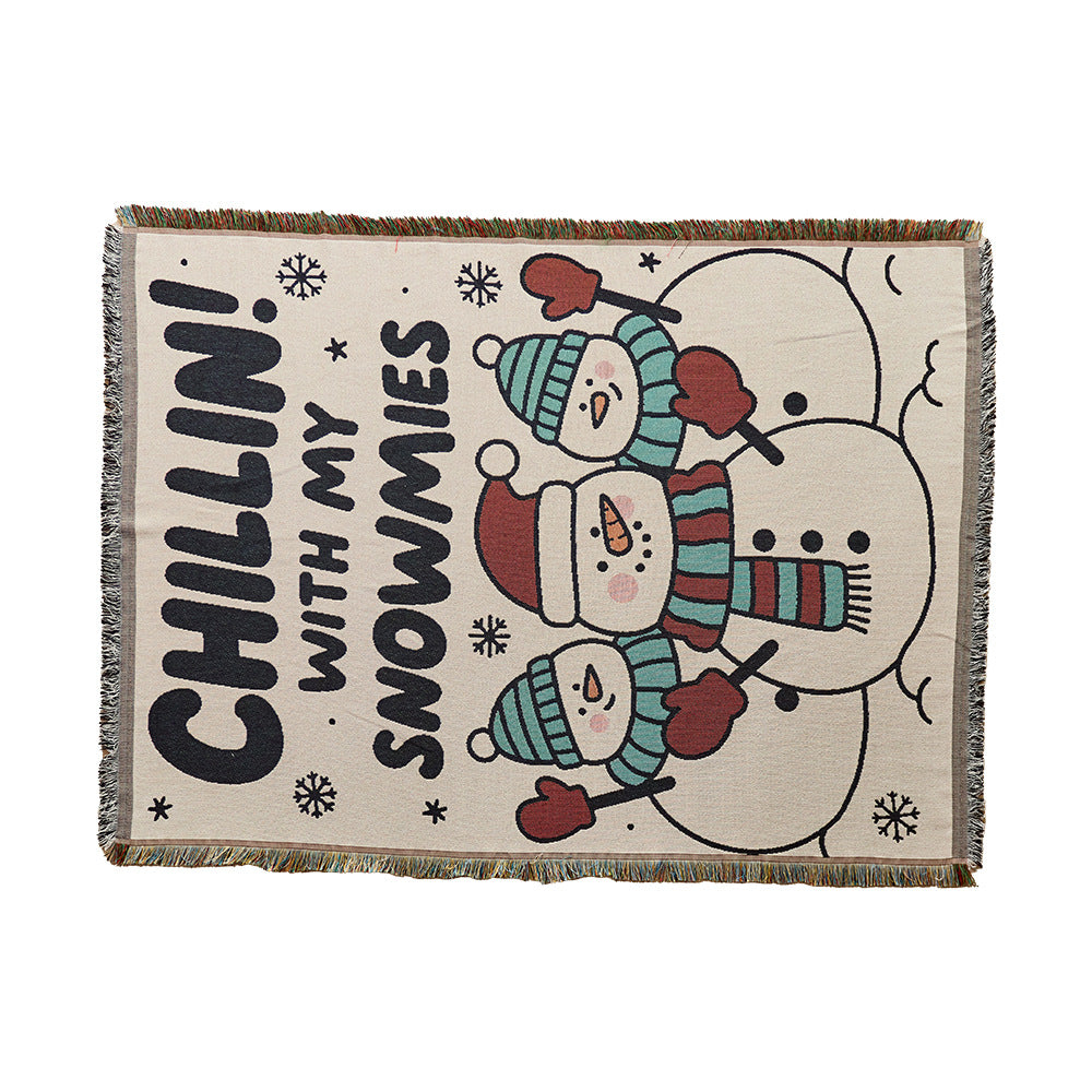 Cozy Festive Cartoon Throw Blanket