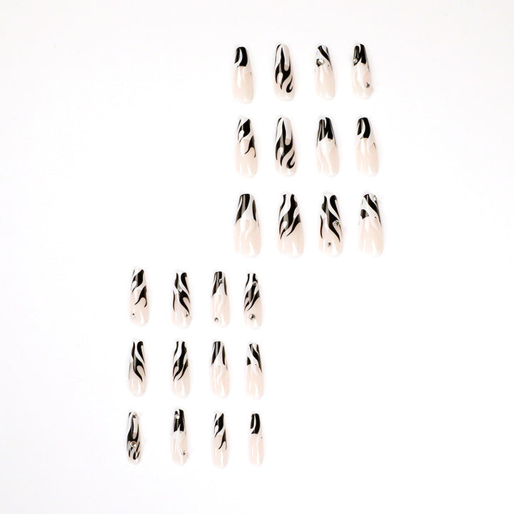 Artful Nail Extensions with Elegant Fire Pattern Bowlift