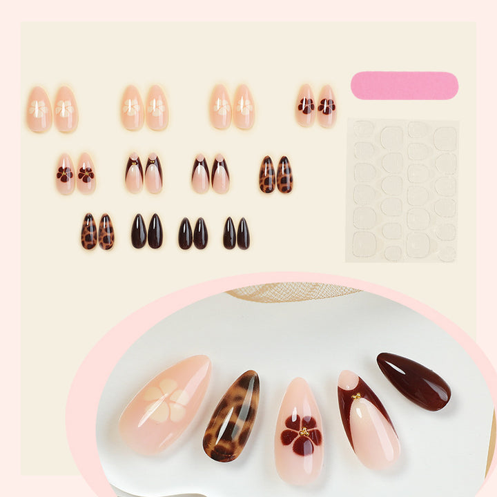Artistic Press-On Nail Kit with Floral and Animal Prints Bowlift